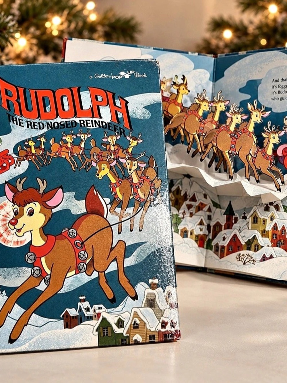 Rare Pop -up Rudolph the Red-Nosed Reindeer Vintage Hardcover Christmas Book LGB